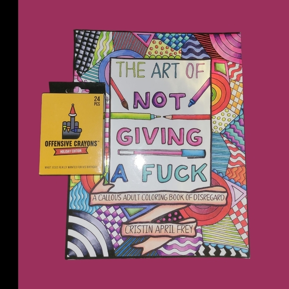 The Art of Not Giving a F*ck Coloring Book with Offensive Crayons Gift Set NWT - Picture 2 of 4